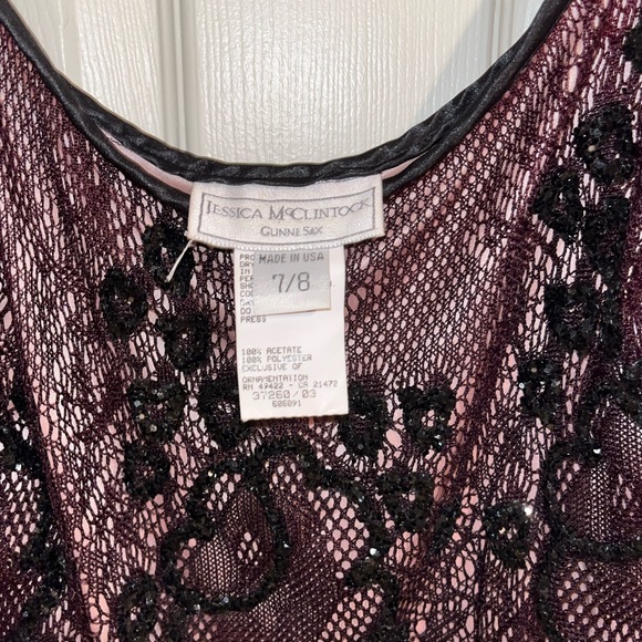 Beautiful Dress Black Lace with Sequins & Pink Silk Underlining - Picture 5 of 6